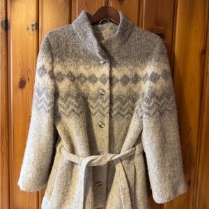 Vintage Elegant Gray Patterned Women's Wool Jacket